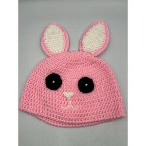 Handmade Crochet Rabbit Bunny Pink ADORABLE HAT SEE ALL